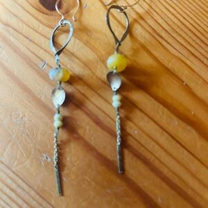 Elegant Gold and Yellow Dangle Earrings